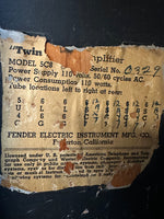 1953 Fender Recovered Tweed Twin 5C8-5D8 Layout Low Power Raw Power