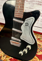 1957 Danelectro U3 Black & Chrome Foil U3 Slanted Pickups Galvanized Pickguard Underlay w/ Super Rare Tweed-Like Case