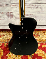 1957 Danelectro U3 Black & Chrome Foil U3 Slanted Pickups Galvanized Pickguard Underlay w/ Super Rare Tweed-Like Case